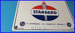 Vintage Standard White Crown Sign Porcelain Torch Gas Motor Oil Pump Sign