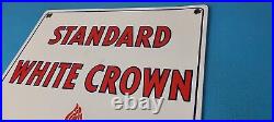 Vintage Standard White Crown Sign Porcelain Torch Gas Motor Oil Pump Sign