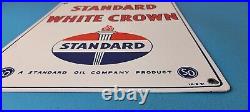 Vintage Standard White Crown Sign Porcelain Torch Gas Motor Oil Pump Sign