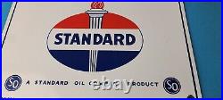 Vintage Standard White Crown Sign Porcelain Torch Gas Motor Oil Pump Sign