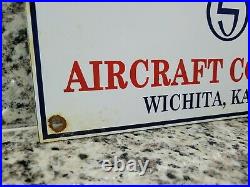 Vintage Stearman Porcelain Sign Aircraft Airplane Gas Motor Oil Kansas Garage