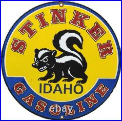 Vintage Stinker Gasoline Porcelain Sign Skunk Gas Station Service Motor Oil