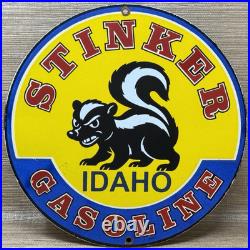 Vintage Stinker Gasoline Porcelain Sign Skunk Gas Station Service Motor Oil