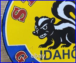 Vintage Stinker Gasoline Porcelain Sign Skunk Gas Station Service Motor Oil
