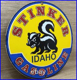 Vintage Stinker Gasoline Porcelain Sign Skunk Gas Station Service Motor Oil