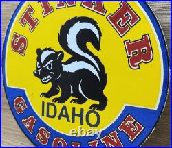 Vintage Stinker Gasoline Porcelain Sign Skunk Gas Station Service Motor Oil