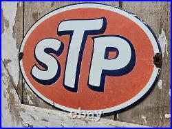 Vintage Stp Porcelain Sign Old 12 Racing Motor Oil Auto Service Garage Oval USA