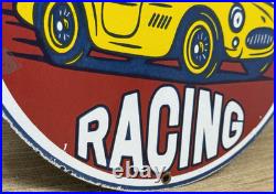 Vintage Stp Racing Porcelain Motor Oil Gas Sign Gas Station Metal Pump Plate