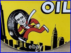 Vintage Strauss Stores Big Town Motor Oil Porcelain Sign Gasoline Station Servic