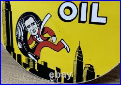 Vintage Strauss Stores Big Town Motor Oil Porcelain Sign Gasoline Station Servic