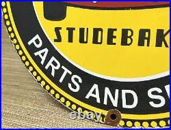 Vintage Studebaker Porcelain Service Sign Gas Station Pump Motor Oil Dealership