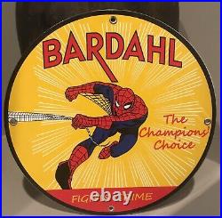 Vintage Style Spiderman Porcelain Bardahl Motor Oil Pump Service Station Sign