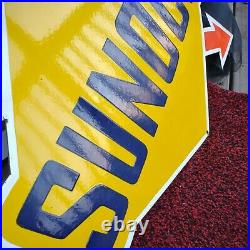 Vintage Sunoco Gas Motor Oil Porcelain Gas Station Pump Gasoline 35 Sign