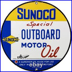Vintage Sunoco Gasoline Porcelain Sign Dealership Gas Station Motor Oil Blue