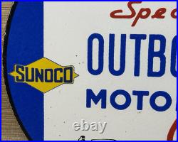 Vintage Sunoco Gasoline Porcelain Sign Dealership Gas Station Motor Oil Blue