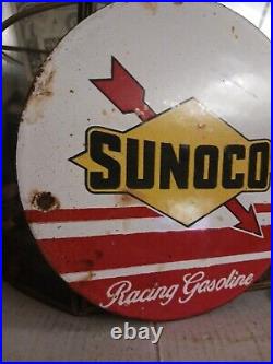 Vintage Sunoco Gasoline Racing Porcelain Motor Oil Sign