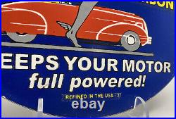 Vintage Sunoco Motor Oil Porcelain Sign Gas Station Pump Plate Service Gasoline