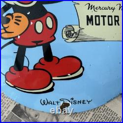 Vintage Sunoco Motor Oil Walt Disney 12 Inch Convex Porcelain Enamel Sign