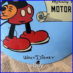 Vintage Sunoco Motor Oil Walt Disney 12 Inch Convex Porcelain Enamel Sign