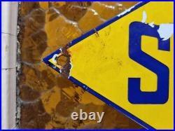 Vintage Sunoco Porcelain Sign Old Car Truck Motor Oil Gas Advertising Display