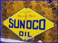 Vintage Sunoco Porcelain Sign Old Car Truck Motor Oil Gas Advertising Display