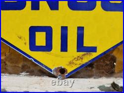 Vintage Sunoco Porcelain Sign Old Car Truck Motor Oil Gas Advertising Display