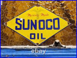 Vintage Sunoco Porcelain Sign Old Car Truck Motor Oil Gas Advertising Display Vintage Sunoco Porcelain Sign Old Car Truck Motor Oil Gas Advertising Display