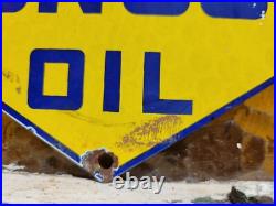 Vintage Sunoco Porcelain Sign Old Car Truck Motor Oil Gas Advertising Display