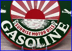 Vintage Sunset Gasoline Porcelain Sign Service Gas Station Sunrise Motor Oil