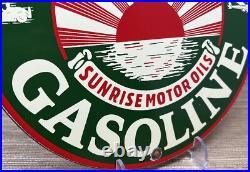 Vintage Sunset Gasoline Porcelain Sign Service Gas Station Sunrise Motor Oil