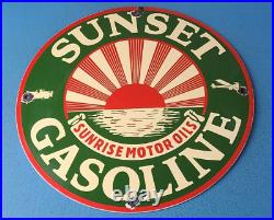 Vintage Sunset Gasoline Sign Gas Motor Oil Pump Plate Porcelain Sign Vintage Sunset Gasoline Sign Gas Motor Oil Pump Plate Porcelain Sign