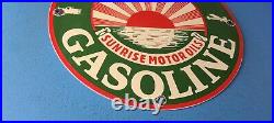 Vintage Sunset Gasoline Sign Gas Motor Oil Pump Plate Porcelain Sign