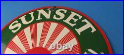Vintage Sunset Gasoline Sign Gas Motor Oil Pump Plate Porcelain Sign Vintage Sunset Gasoline Sign Gas Motor Oil Pump Plate Porcelain Sign