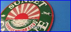 Vintage Sunset Gasoline Sign Gas Motor Oil Pump Plate Porcelain Sign Vintage Sunset Gasoline Sign Gas Motor Oil Pump Plate Porcelain Sign