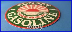 Vintage Sunset Gasoline Sign Gas Motor Oil Pump Plate Porcelain Sign Vintage Sunset Gasoline Sign Gas Motor Oil Pump Plate Porcelain Sign