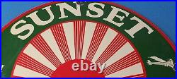 Vintage Sunset Gasoline Sign Gas Motor Oil Pump Plate Porcelain Sign