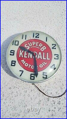 Vintage Super B Kendall Motor Oil Advertising Swihart Clock Gas Station Globe