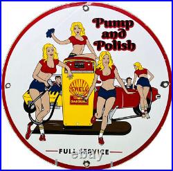 Vintage Super Shell Gasoline Porcelain Sign Gas Station Pump Plate Motor Oil