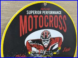 Vintage Superior Performance Motocross Porcelain Sign Dealership Gas Motor Oil