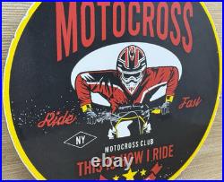 Vintage Superior Performance Motocross Porcelain Sign Dealership Gas Motor Oil