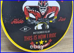 Vintage Superior Performance Motocross Porcelain Sign Dealership Gas Motor Oil