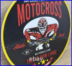 Vintage Superior Performance Motocross Porcelain Sign Dealership Gas Motor Oil