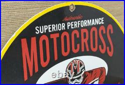 Vintage Superior Performance Motocross Porcelain Sign Dealership Gas Motor Oil