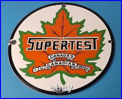 Vintage Supertert Sign Gas Motor Oil Pump Service Porcelain Maple Leaf Sign