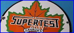 Vintage Supertert Sign Gas Motor Oil Pump Service Porcelain Maple Leaf Sign