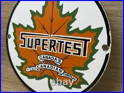 Vintage Supertest Gasoline Porcelain Sign Gas Station Pump Plate Motor Oil