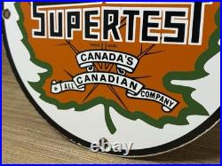 Vintage Supertest Gasoline Porcelain Sign Gas Station Pump Plate Motor Oil
