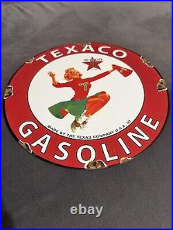 Vintage TEXACO Gasoline MOTOR OIL SIGN Gas Vintage Style Steel Sign Pump Plate