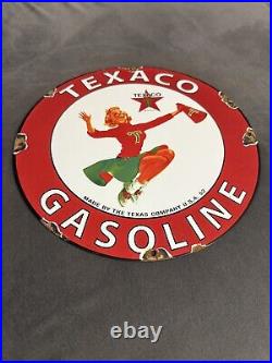 Vintage TEXACO Gasoline MOTOR OIL SIGN Gas Vintage Style Steel Sign Pump Plate