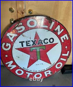 Vintage TEXACO Porcelain 42 Double sided motor oil sign